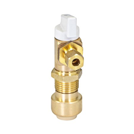 EVERFLOW Icemaker Replacement Valve 1/2" Push-Fit Inlet x 1/4" Compression Outlet, Lead Free Brass 545U